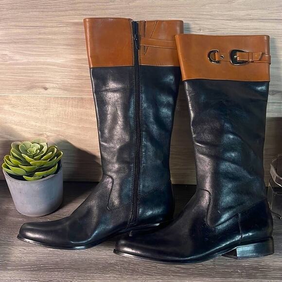 Ann Klein size 8 woman’s black/brown leather boots - Picture 6 of 12